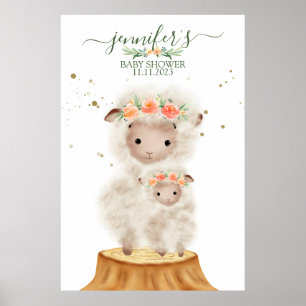 Waldschaf Tier Weiches Baby mit Mama Poster