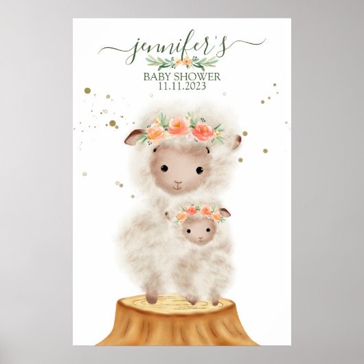 Waldschaf Tier Weiches Baby mit Mama Poster (Vorne)