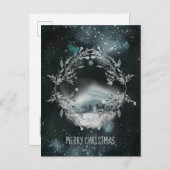 Waldschneefall im stillen nächtlichen Weihnachtsle Feiertagspostkarte (Vorne/Hinten)