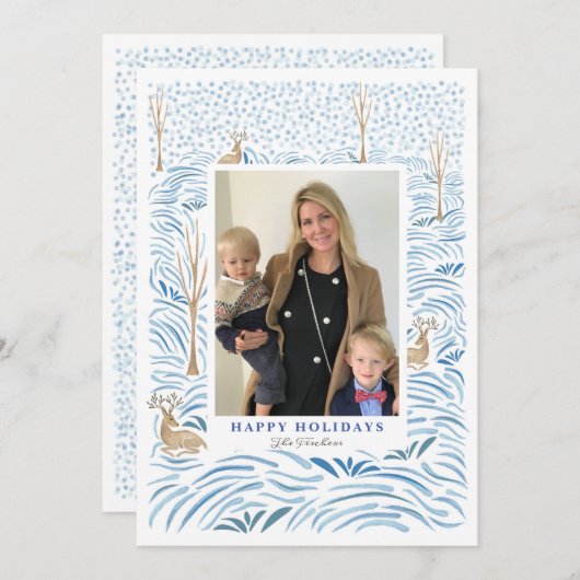 Waldschneefall Urlaub Feiertagskarte (Vorne/Hinten)