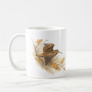 Waldschnepfe im Flug, Herbstwald-Naturkunst Kaffeetasse