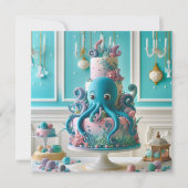 WALDSCHÖNER OCTOPUS DEKORATIONIERTER KINDERGEBURTS KARTE (Vorderseite)