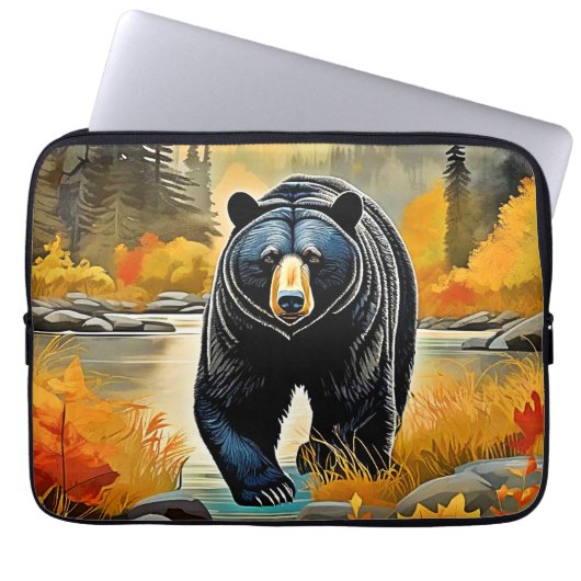 Waldschwarzer Bär Herbst Laptopschutzhülle (Vorderseite)