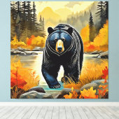 Waldschwarzer Bär Herbst Leinwanddruck (Insitu (Holzboden))