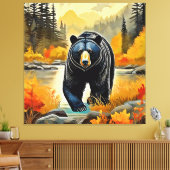 Waldschwarzer Bär Herbst Leinwanddruck (Insitu (Wohnzimmer))
