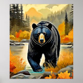 Waldschwarzer Bär Herbst Poster (Vorne)