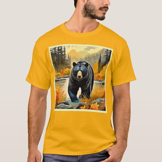 Waldschwarzer Bär Herbst T-Shirt (Vorderseite)