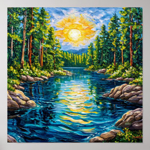 Waldsee Dekor Druck ruhige Natur Landschaft Poster