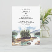 Waldsee im Gebirge Rustikale Hochzeit Einladung (Stehend Vorderseite)