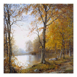 Waldsee im Herbst Poster