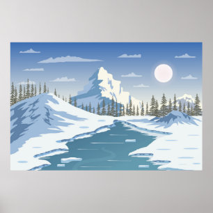 Waldsee mit Berg Poster