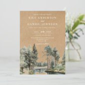 Waldsee Rustikaler See in einem Einladung (Stehend Vorderseite)