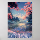 Waldsee und Snowy Mountain Panorama Poster (Vorne)