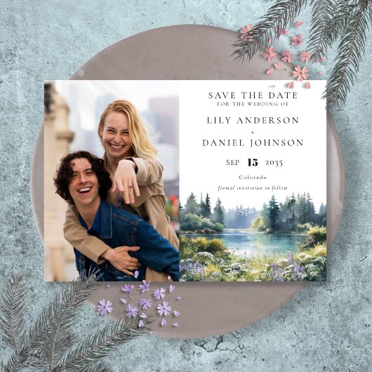 Waldsee Wildblumen Blumen Foto Hochzeit Save The Date