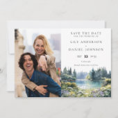Waldsee Wildblumen Blumen Foto Hochzeit Save The Date (Vorderseite)