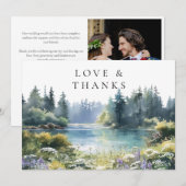 Waldsee-Wildblumen-Blumen-Hochzeitsfoto Dankeskarte (Vorne/Hinten)