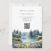 Waldsee-Wildblumen Hochzeit mit QR-Code Einladung (Rückseite)
