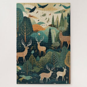 Waldserenität – Eine zeitlose Wildtierszene Puzzle