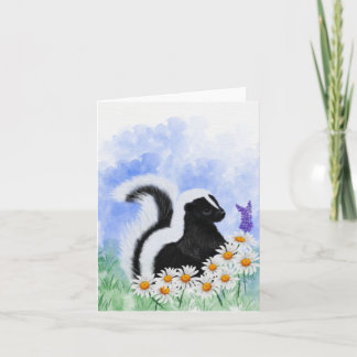 Waldskunk auf einer Gänseblümchenwiese Kleine Gruß Dankeskarte