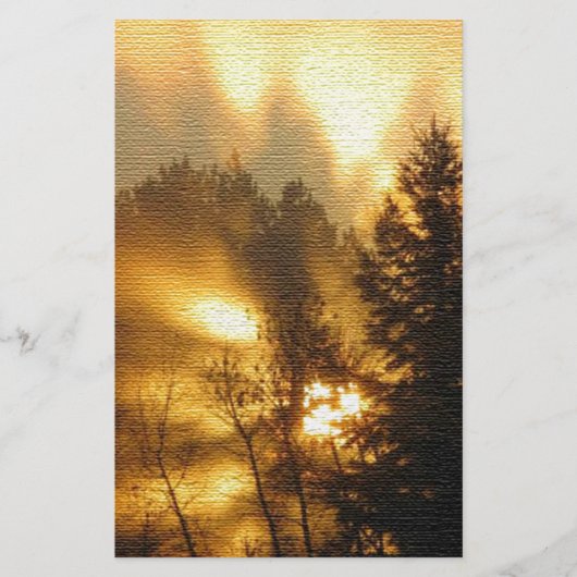 Waldsonnenaufgang Briefpapier (Vorderseite)
