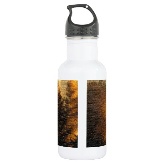 Waldsonnenaufgang Edelstahlflasche (Rückseite)