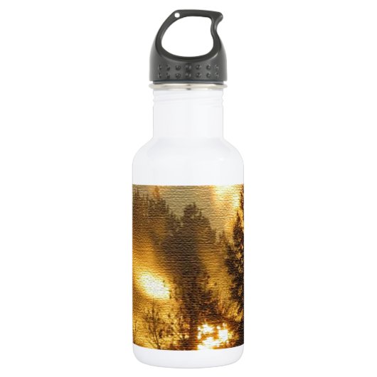 Waldsonnenaufgang Edelstahlflasche (Vorderseite)