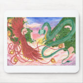Waldsonnenuntergang-Drache und Phoenix Mousepad (Vorne)