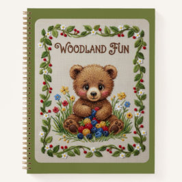 Waldspaß Stickermotiv Bär & Beeren Journal Notizblock