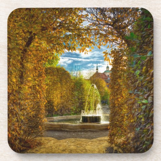 Waldstein-Garten Herbst Hartplastik-Achterbahn Getränkeuntersetzer (Vorderseite)
