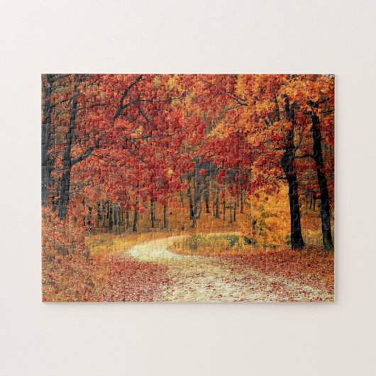 Waldstraße - Fall - Schöner Herbst Puzzle (Horizontal)