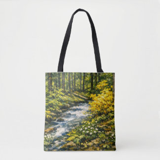 Waldstrom mit gelben Wildblumen Tasche