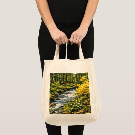 Waldstrom mit gelben Wildblumen Tragetasche (Vorderseite (Produkt))