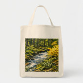 Waldstrom mit gelben Wildblumen Tragetasche (Vorne)