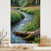 Waldstrom mit violetten Lupinen Poster (Küche)