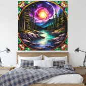 Waldstrom unter kosmischem nächtlichen Himmel Leinwanddruck (Insitu (Schlafzimmer))