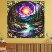 Waldstrom unter kosmischem nächtlichen Himmel Leinwanddruck (Insitu (Wohnzimmer))