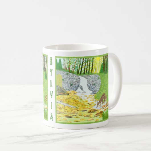 Waldszene Klassischer Becher mit Text Kaffeetasse (VorderseiteRechts)