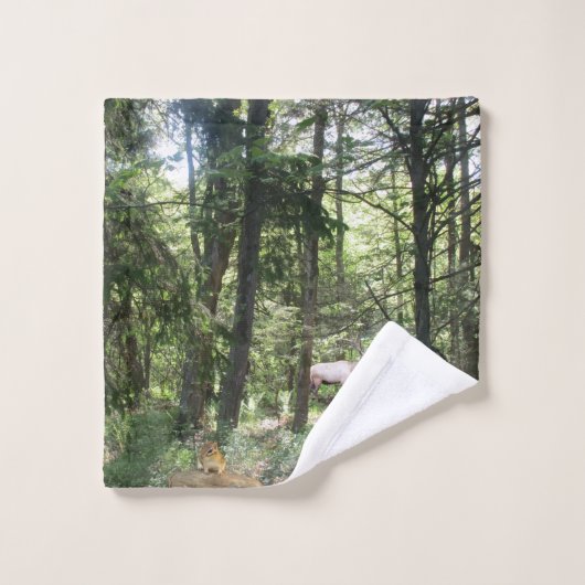 Waldszene mit Chipmunk und Elch Badhandtuch Set (Waschlappen)