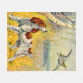Waldszene mit Hund und Vogel Fleecedecke (Vorderseite (Horizontal))