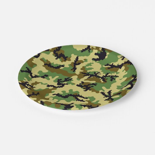 Waldtarnung Pappteller (Schrägansicht)