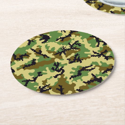 Waldtarnung Runder Pappuntersetzer (Angewinkelt)