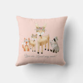 Waldtier-Baby-Geburts-Info-Aquarell Kissen (Rückseite)