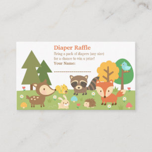 Waldtier-Baby-Party-Windel-Raffle-Tickets Begleitkarte
