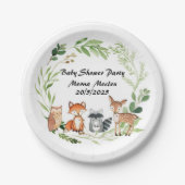 Waldtier Baby Shower Design Pappteller (Vorderseite)