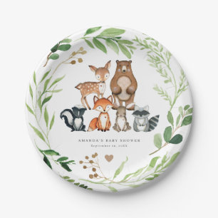 Waldtier-Babyshower-Papierteller Pappteller