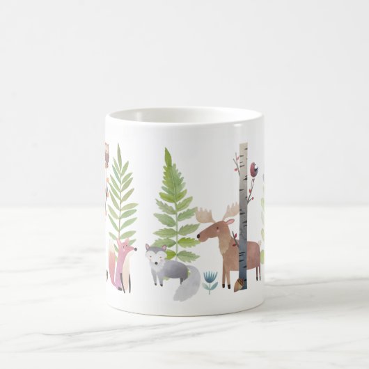 Waldtier-Baum-Vogel-Grün-WaldTassen Kaffeetasse (Mittel)