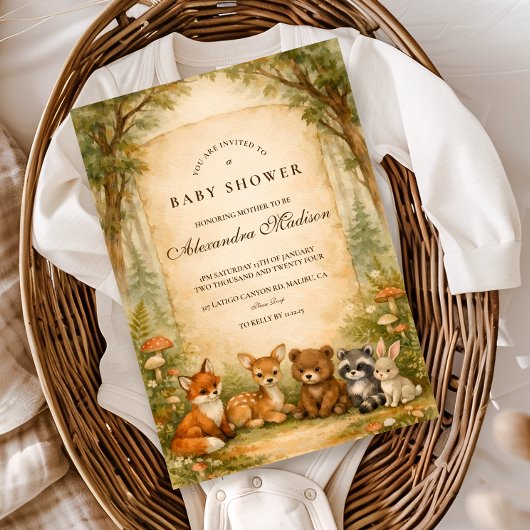 Waldtier-Freunde-Baby-Party Einladung