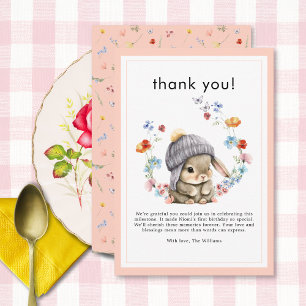 Waldtier Hase Botanisch 1. Geburtstag Dankeskarte