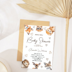 Waldtier Minimal Baby Shower Einladung