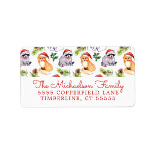 Waldtier-Muster des Weihnachten  niedliches Adressaufkleber